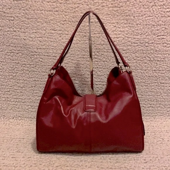 Coach Carlyle Smooth Leather Merlot Shoulder Bag Purse - Picture 6 of 13